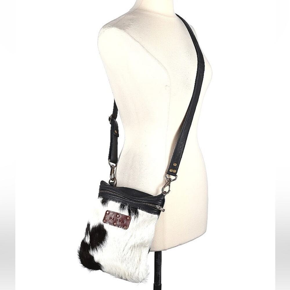 Bagua western leather pony hair crossbody bag